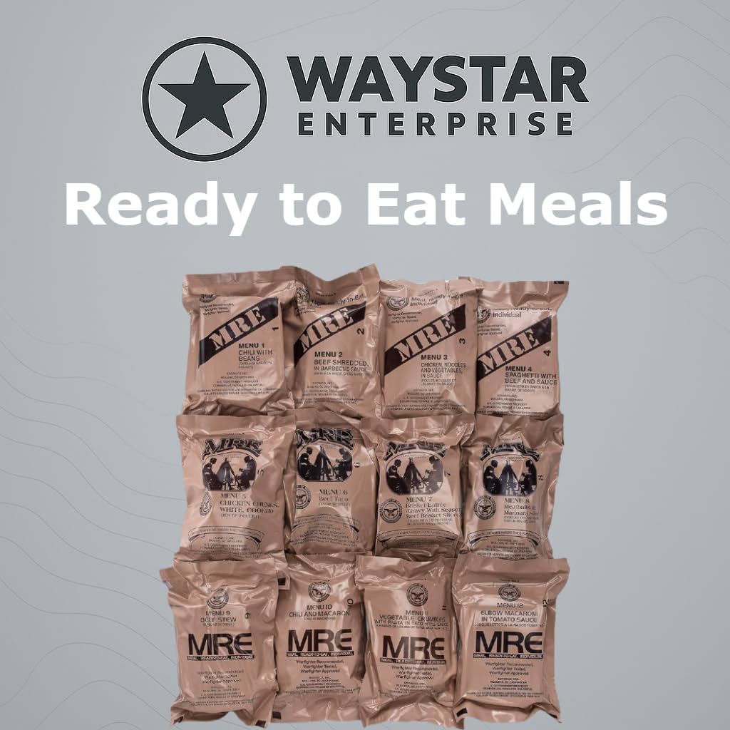 U.S. MRE Meals Ready to Eat (12-Pack) – Military-Grade Emergency Food Supply w/Flameless Heaters – Survival Rations for Camping, Prepping, Disaster Relief (Menu B: 13-24)(12 Count)