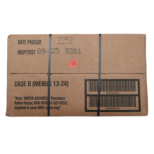U.S. MRE Meals Ready to Eat (12-Pack) – Military-Grade Emergency Food Supply w/Flameless Heaters – Survival Rations for Camping, Prepping, Disaster Relief (Menu B: 13-24)(12 Count)